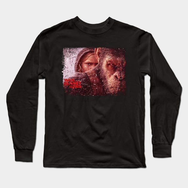 Simian Struggle Pay Tribute to the Intense Action and Cinematic Excellence of War for the Apes Long Sleeve T-Shirt by Amir Dorsman Tribal